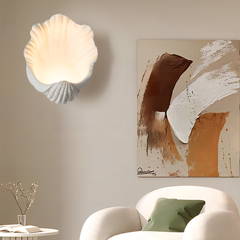 French Shell-Shaped Resin 1-Light Wall Sconce Lamp