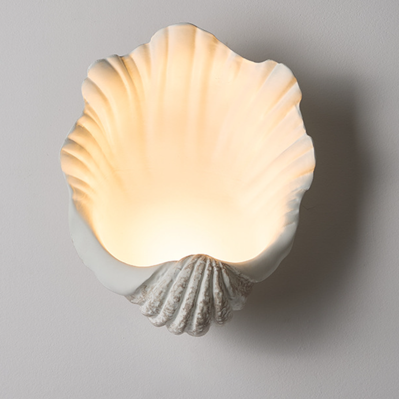 French Shell-Shaped Resin 1-Light Wall Sconce Lamp