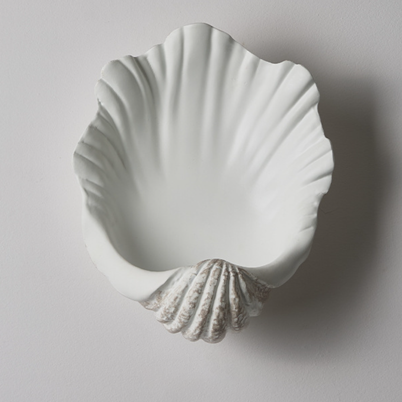 French Shell-Shaped Resin 1-Light Wall Sconce Lamp