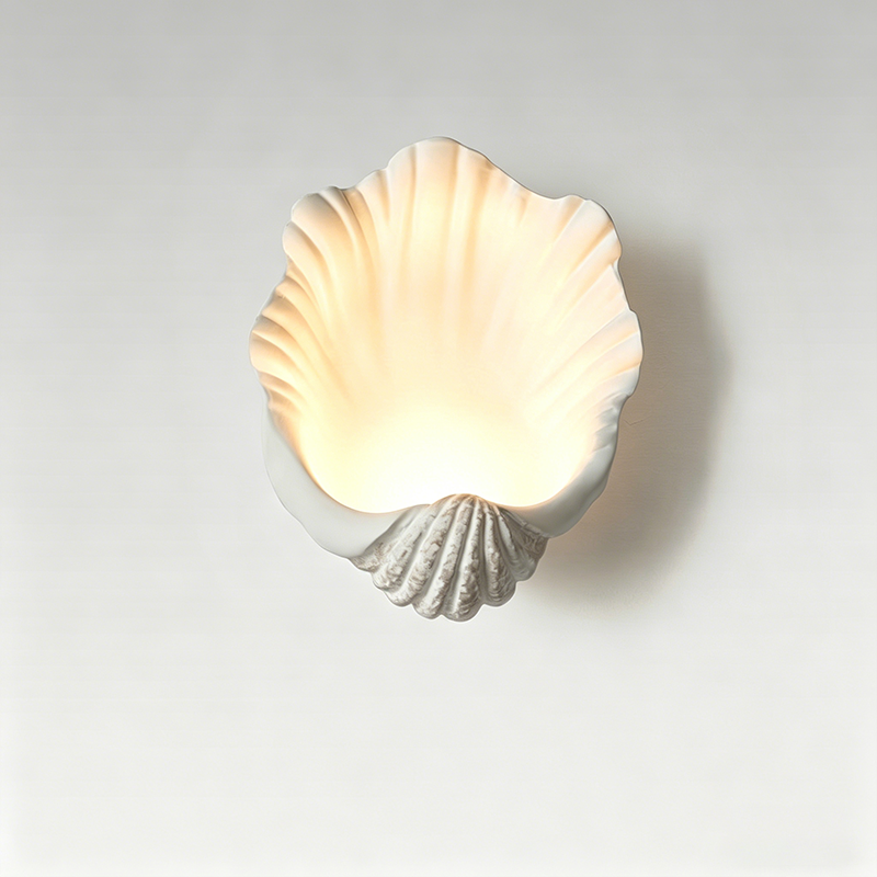 French Shell-Shaped Resin 1-Light Wall Sconce Lamp