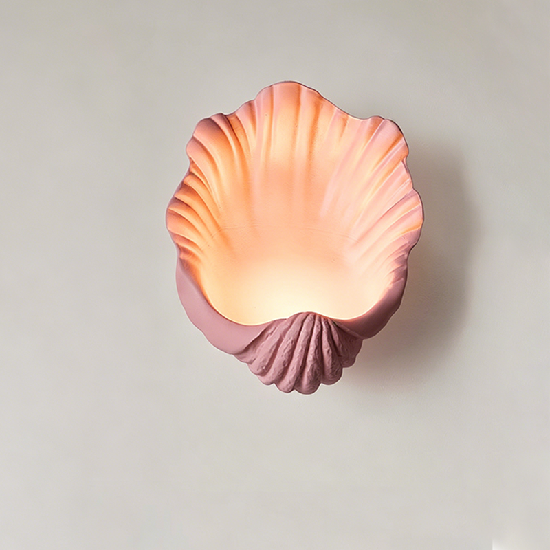 French Shell-Shaped Resin 1-Light Wall Sconce Lamp