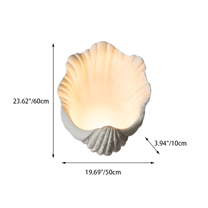 French Shell-Shaped Resin 1-Light Wall Sconce Lamp