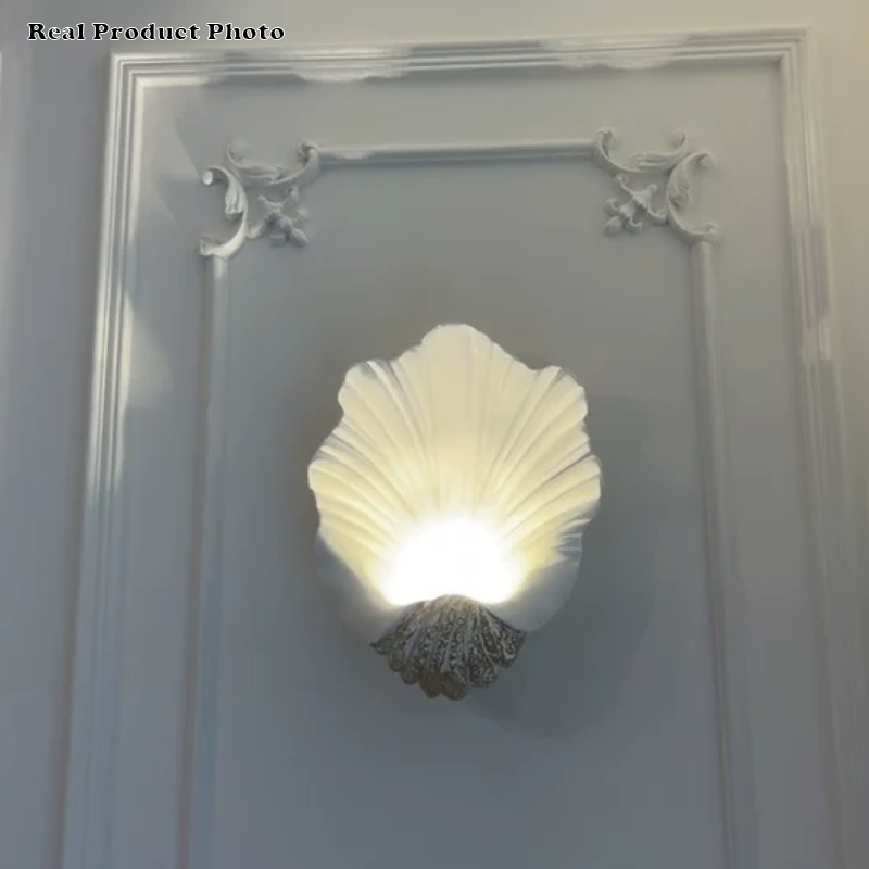 French Shell-Shaped Resin 1-Light Wall Sconce Lamp