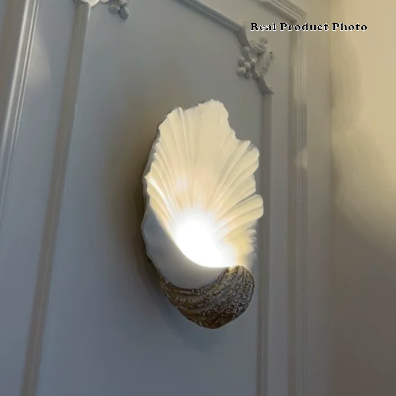 French Shell-Shaped Resin 1-Light Wall Sconce Lamp