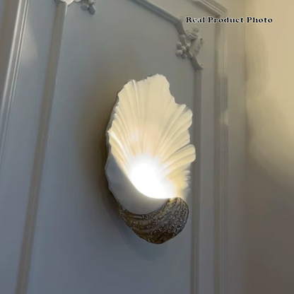 French Shell-Shaped Resin 1-Light Wall Sconce Lamp