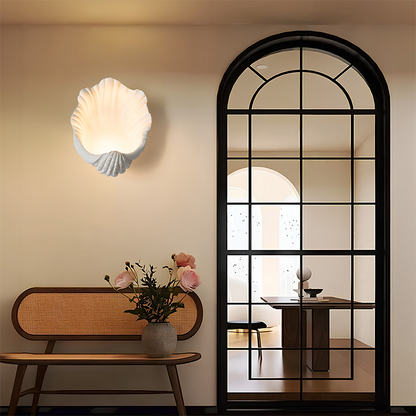 French Shell-Shaped Resin 1-Light Wall Sconce Lamp
