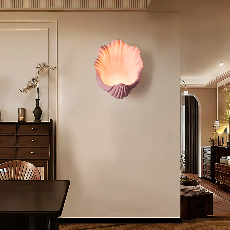 French Shell-Shaped Resin 1-Light Wall Sconce Lamp