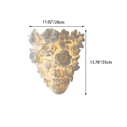 French Floral Relief Resin Iron LED Wall Sconce Lamp