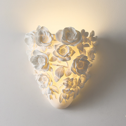 French Floral Relief Resin Iron LED Wall Sconce Lamp