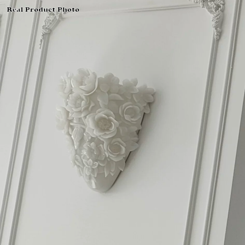 French Floral Relief Resin Iron LED Wall Sconce Lamp