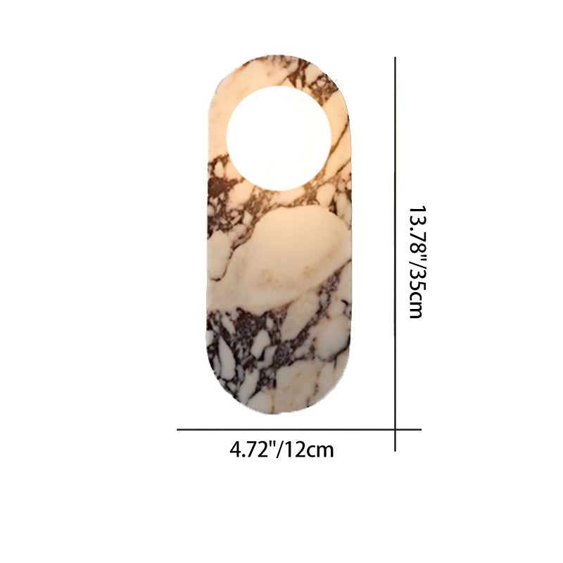 French Oval Glass Marble 1/2-Light Wall Sconce Lamp
