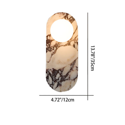 French Oval Glass Marble 1/2-Light Wall Sconce Lamp