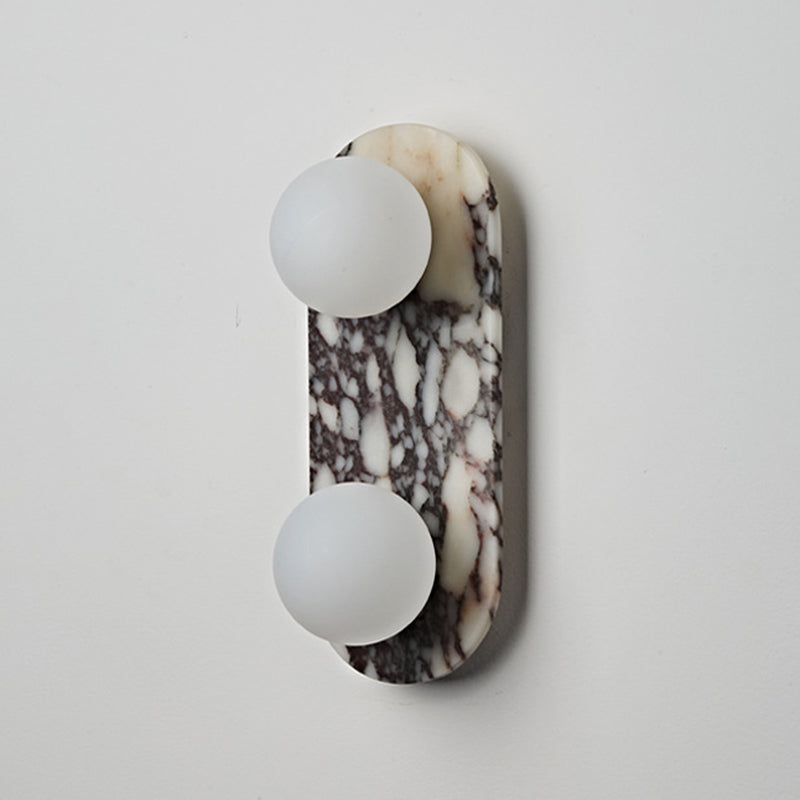 French Oval Glass Marble 1/2-Light Wall Sconce Lamp