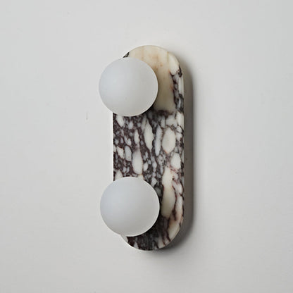 French Oval Glass Marble 1/2-Light Wall Sconce Lamp