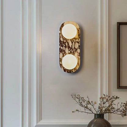 French Oval Glass Marble 1/2-Light Wall Sconce Lamp