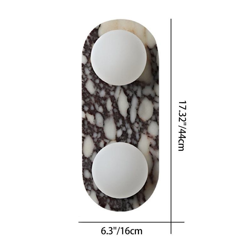 French Oval Glass Marble 1/2-Light Wall Sconce Lamp