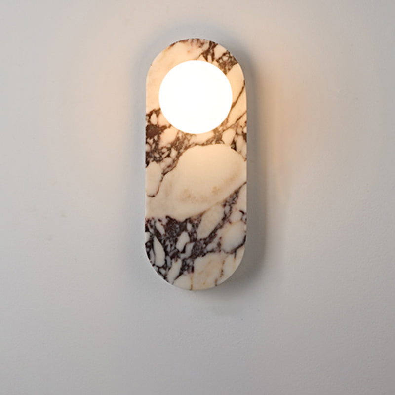 French Oval Glass Marble 1/2-Light Wall Sconce Lamp