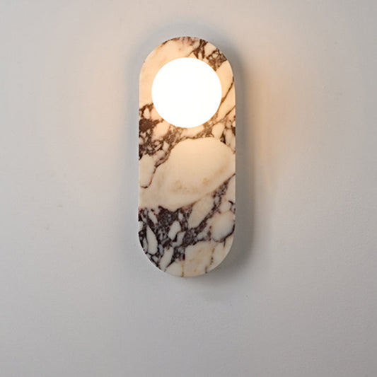 French Oval Glass Marble 1/2-Light Wall Sconce Lamp