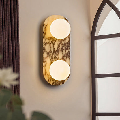 French Oval Glass Marble 1/2-Light Wall Sconce Lamp