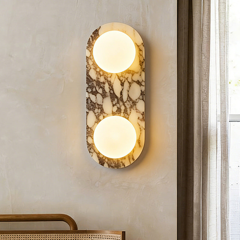 French Oval Glass Marble 1/2-Light Wall Sconce Lamp