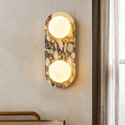 French Oval Glass Marble 1/2-Light Wall Sconce Lamp