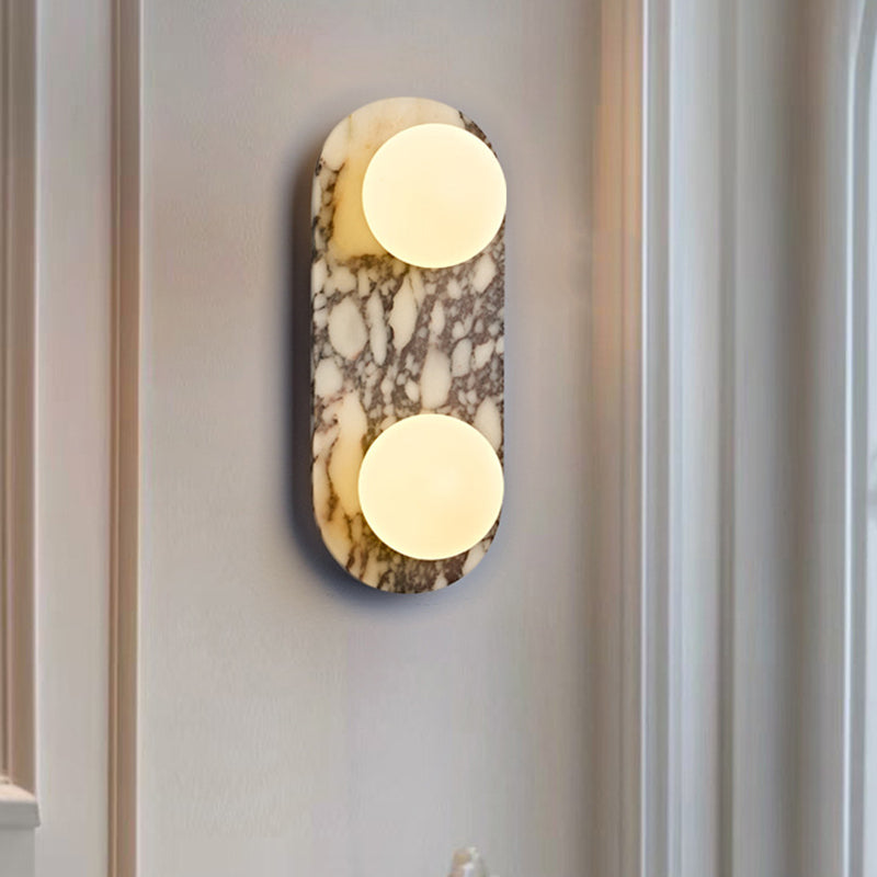 French Oval Glass Marble 1/2-Light Wall Sconce Lamp