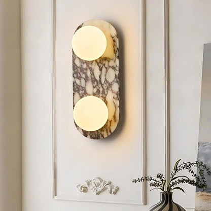 French Oval Glass Marble 1/2-Light Wall Sconce Lamp