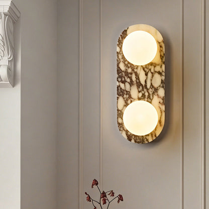 French Oval Glass Marble 1/2-Light Wall Sconce Lamp