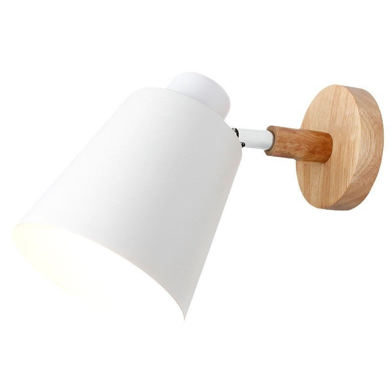 Scandinavian Cylindrical Iron Wood 1-Light Wall Sconce Lamp