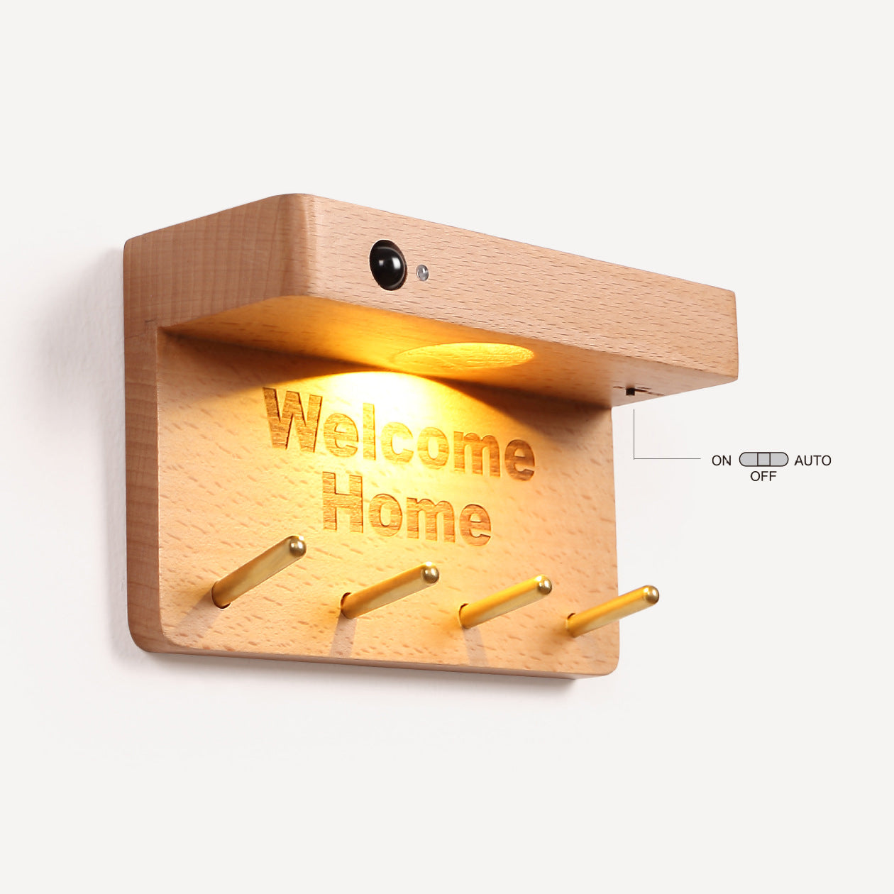 Solid Wood Plastic Rectangle LED Wall Sconce Lamp