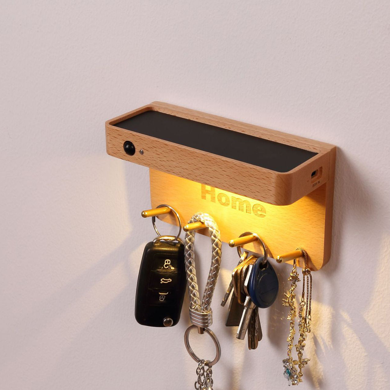 Solid Wood Plastic Rectangle LED Wall Sconce Lamp