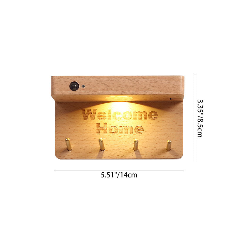 Solid Wood Plastic Rectangle LED Wall Sconce Lamp