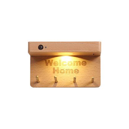 Solid Wood Plastic Rectangle LED Wall Sconce Lamp