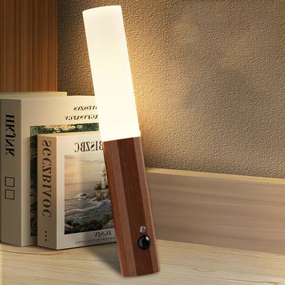 Hexagonal Cylinder Solid Wood Acrylic LED Wall Sconce Lamp