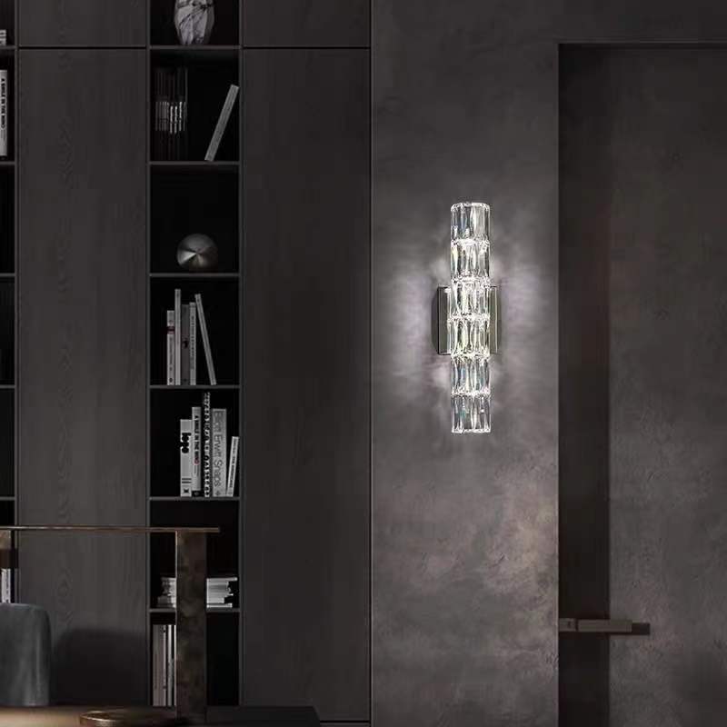 Rectangular Steel Crystal 3/4/6 Light Wall Sconce Lamp