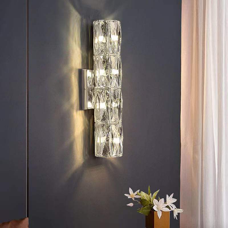 Rectangular Steel Crystal 3/4/6 Light Wall Sconce Lamp