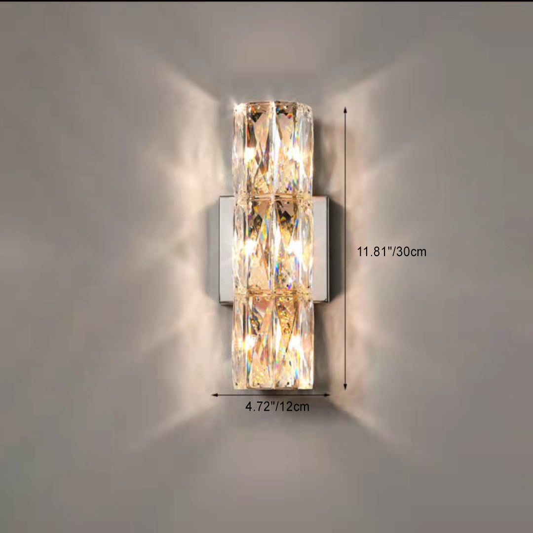 Rectangular Steel Crystal 3/4/6 Light Wall Sconce Lamp