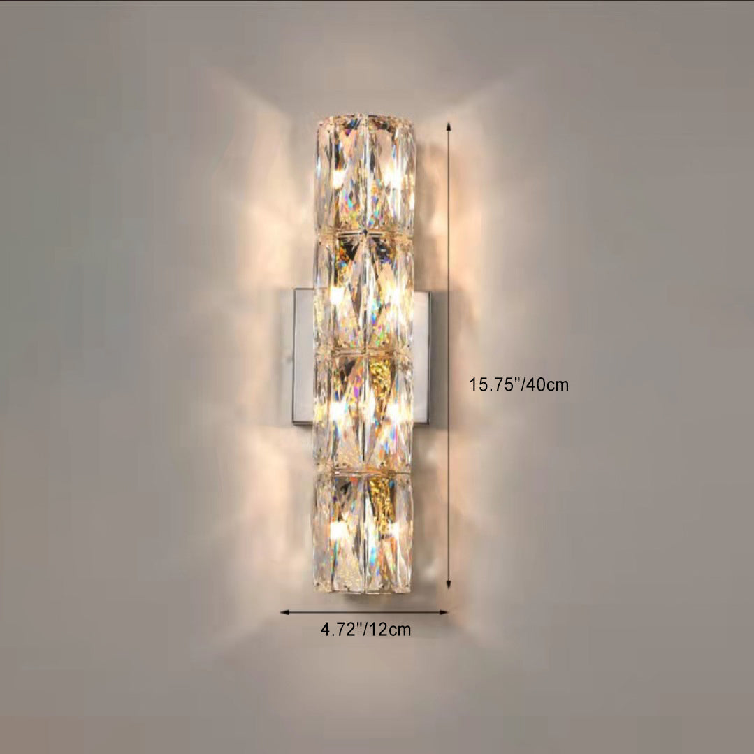Rectangular Steel Crystal 3/4/6 Light Wall Sconce Lamp