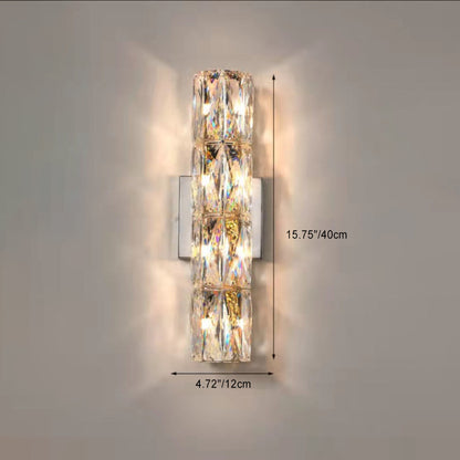 Rectangular Steel Crystal 3/4/6 Light Wall Sconce Lamp