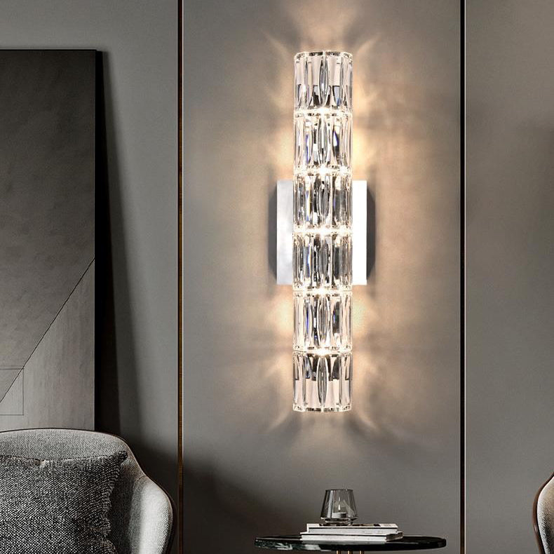 Rectangular Steel Crystal 3/4/6 Light Wall Sconce Lamp