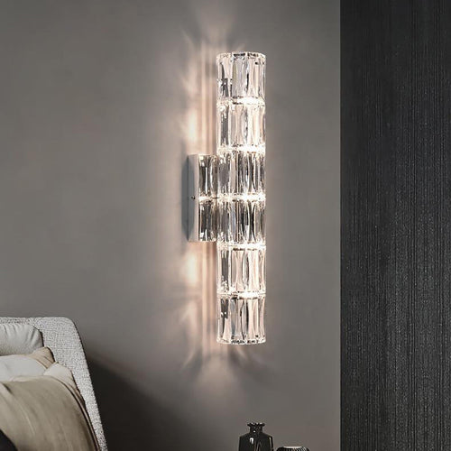 Rectangular Steel Crystal 3/4/6 Light Wall Sconce Lamp