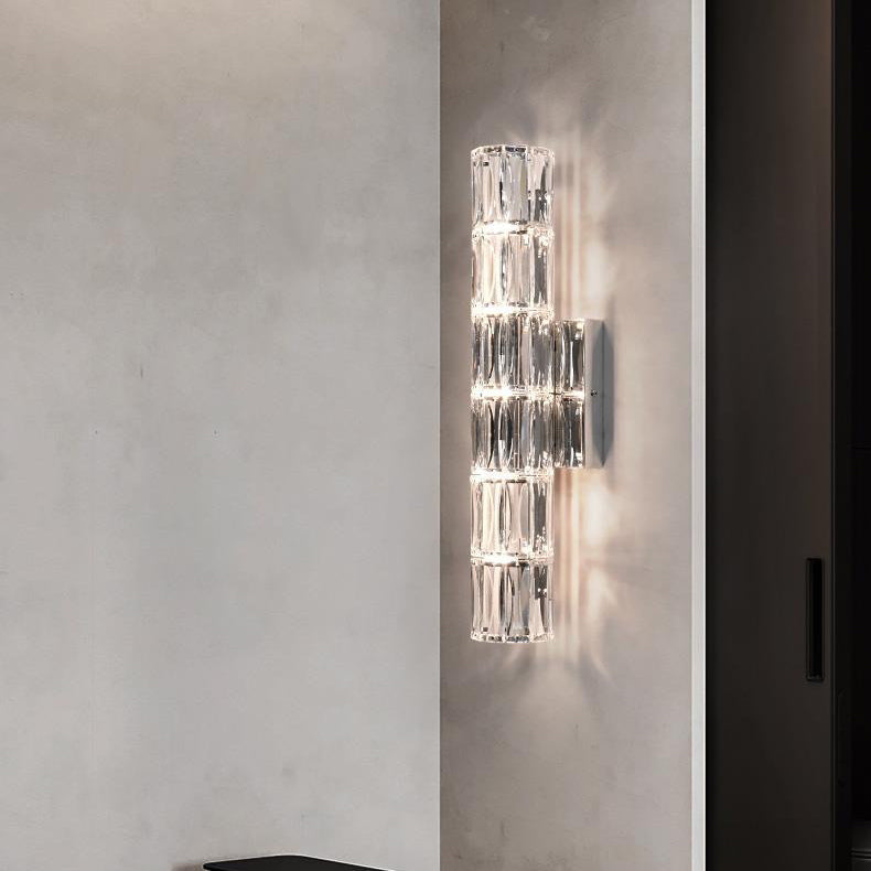 Rectangular Steel Crystal 3/4/6 Light Wall Sconce Lamp