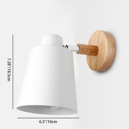 Scandinavian Cylindrical Iron Wood 1-Light Wall Sconce Lamp