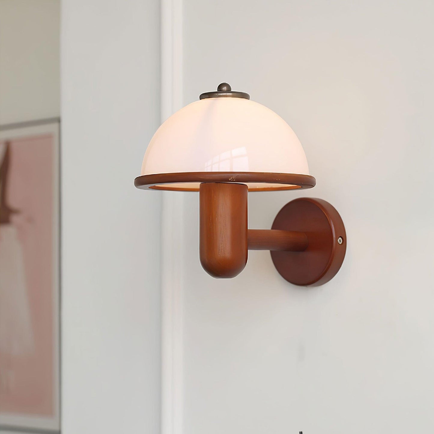 Half Circle Solid Wood Acrylic 1-Light Wall Sconce Lamp