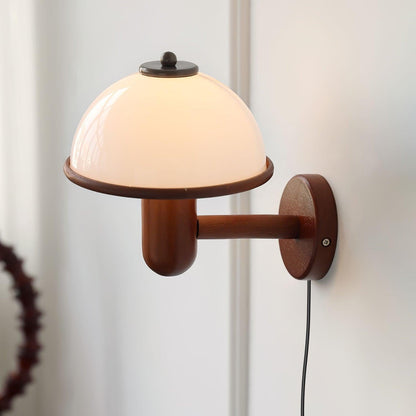 Half Circle Solid Wood Acrylic 1-Light Wall Sconce Lamp