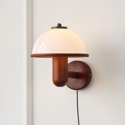 Half Circle Solid Wood Acrylic 1-Light Wall Sconce Lamp