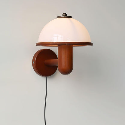 Half Circle Solid Wood Acrylic 1-Light Wall Sconce Lamp
