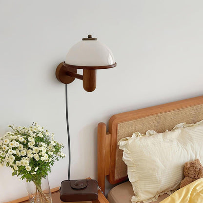 Half Circle Solid Wood Acrylic 1-Light Wall Sconce Lamp