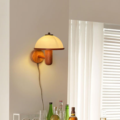 Half Circle Solid Wood Acrylic 1-Light Wall Sconce Lamp