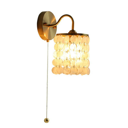 Shell Round Base Crystal Iron 1-Light Wall Sconce Lamp
